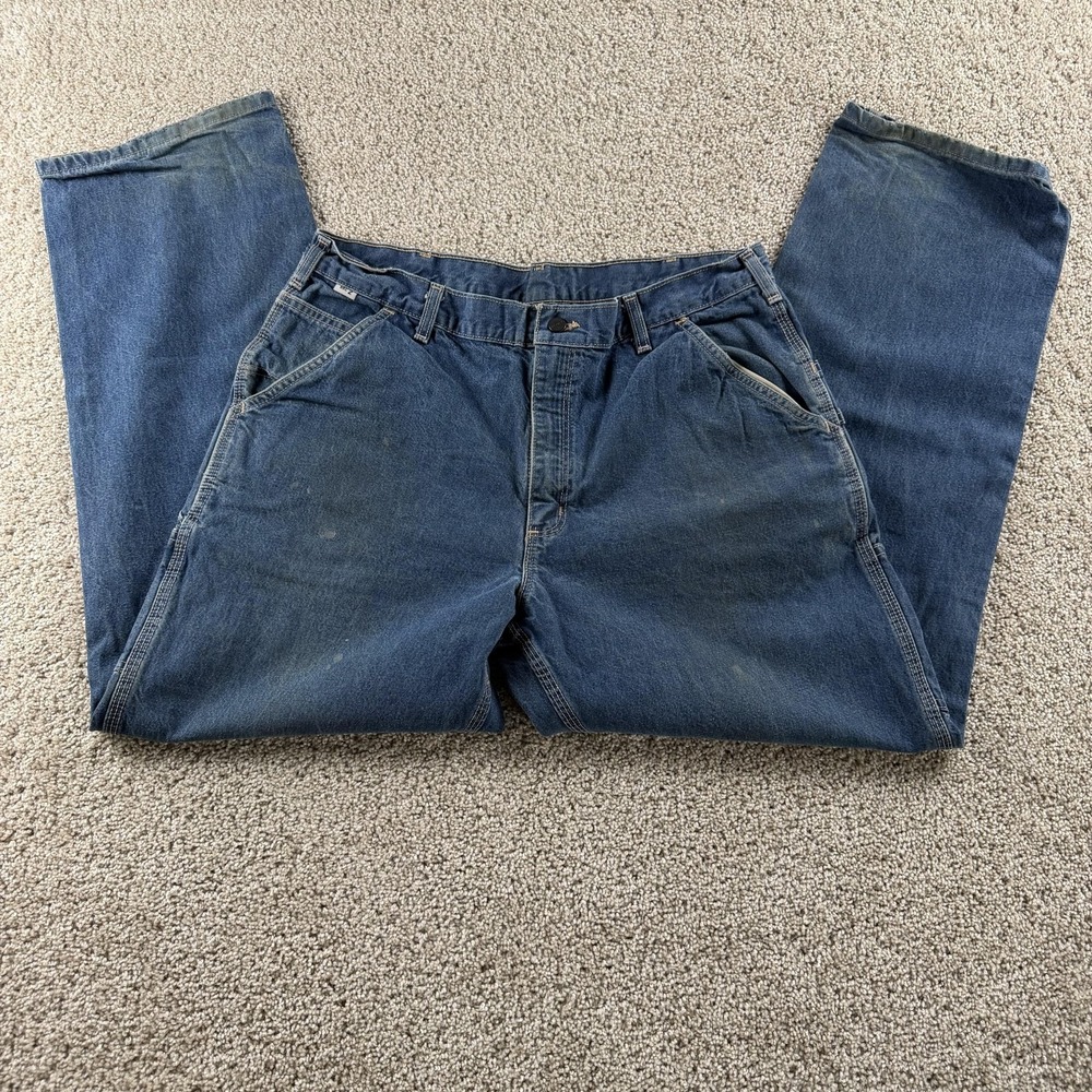 Carhartt FRB13 Flame Resistant Jeans Mens 38x32 Blue Denim Relaxed Straight